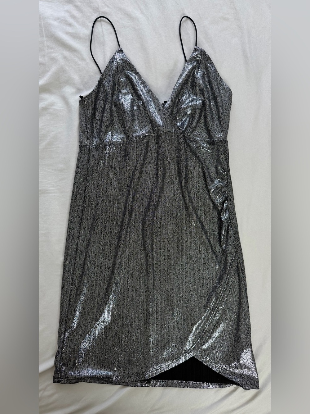 Forever 21 Metallic Silver Spaghetti Strap Mini Dress